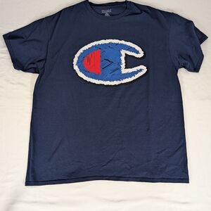 Champion Red, White & Blue C-Logo Men's 100% Cotton T-Shirt Size XL